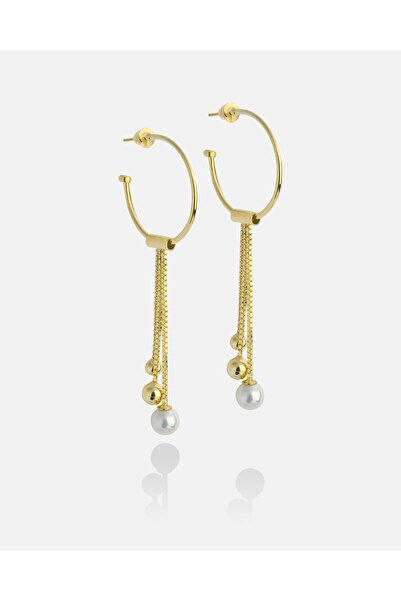 MEKS JEWELS İnci Taşlı Tasarım Gümüş Küpe