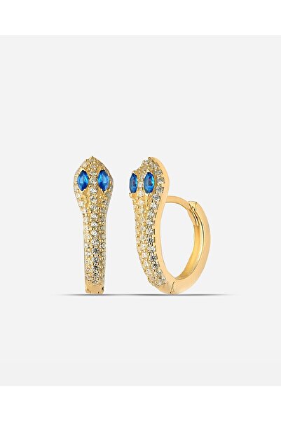 MEKS JEWELS Lacivert Gözlü Gümüş Yılan Küpe