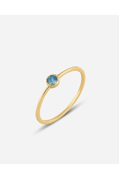 MEKS JEWELS Aquamarine Renkli Taşlı Gümüş Yüzük