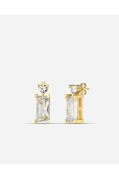 MEKS JEWELS Baget Taşlı Gümüş Küpe