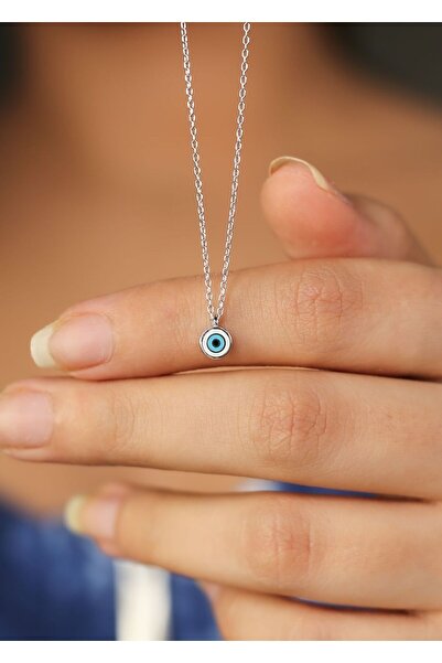 MEKS JEWELS Mineli Nazar Boncuğu Gümüş Kolye