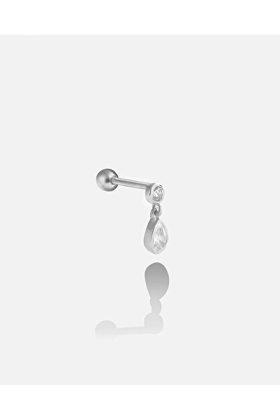 MEKS JEWELS Damla Taşlı Gümüş Tragüs Kıkırdak Küpesi