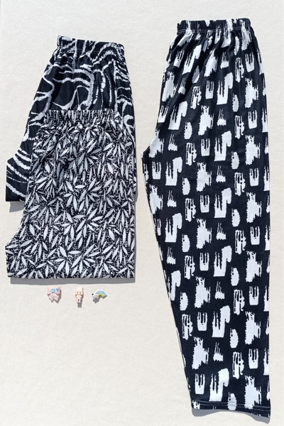 siyalife Kışlık Süet Battal Boy 3'lü Kadın Pijama