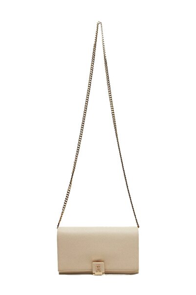 Tommy Hilfiger Women's Th Flap Chain Crossbody Bag - Beige