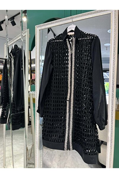 MERAM BUTİK Seli̇nada File Jacket - Black - 38