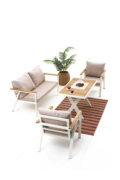 Divona Home Neva Alüminyum Bahçe Oturma Grubu (2+1+1+M)