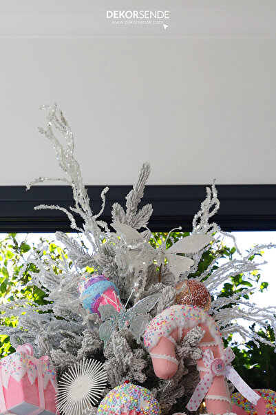 Dekorsende Ornament de Crăciun Ramă cu paiete albă 70 cm