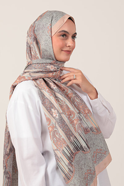 ipekistanbul شال من القطن والحرير - نمط إترو - سلمون