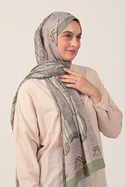 ipekistanbul شال من القطن والحرير - نمط إترو - أخضر فاتح