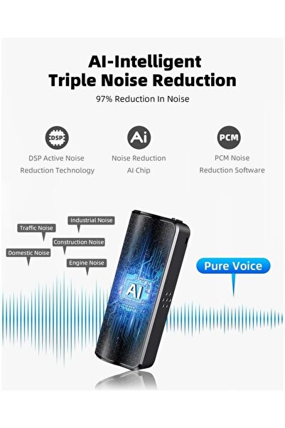 Generic مسجل صوت مغناطيسي بسعة 64 جيجابايت مع خاصية تقليل الضوضاء الثلاثية بالذكاء الاصطناعي