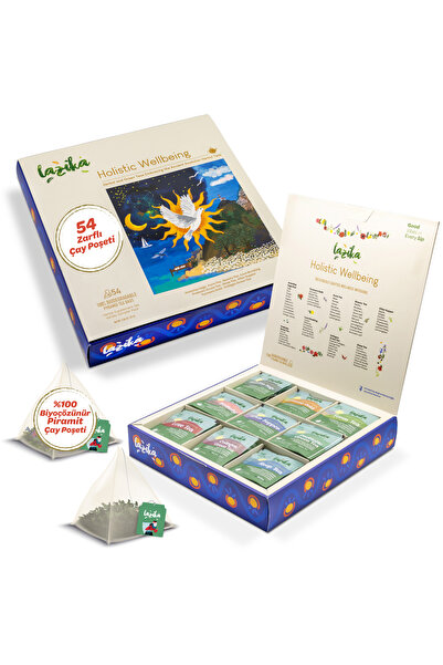 LAZİKA Bütünsel Sağlıklı Yaşam Bitki Çayı Seti, 54'lü PLA Poşet Çay, Premium Koleksiyon,Hediyelik