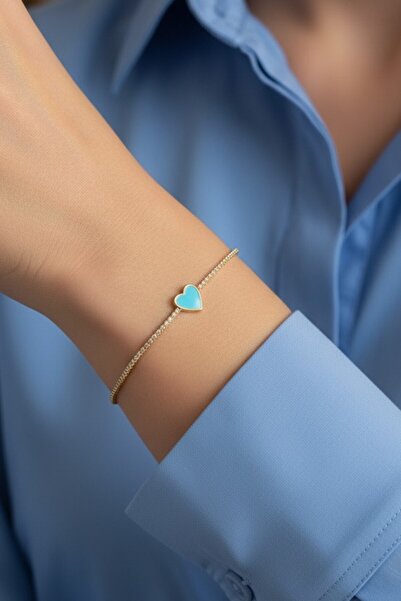 LA PERRY ACCESSORIES Blue Enamel Heart Figure Waterway Gold Bracelet