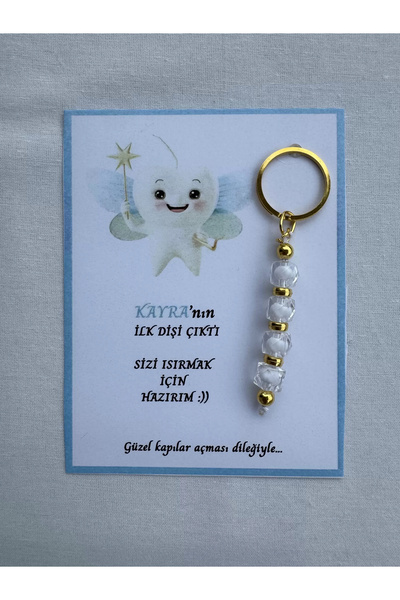 İ&DBABY 48 Adet Mavi Renk İsme Özel İlk Dişim Çıktı Diş Partisi Diş Buğdayı H...