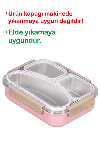 M&L LUNCH BOX 3 Bölmeli 880 ML Paslanmaz Çelik Beslenme Kutusu - Termal Saklama Kabı