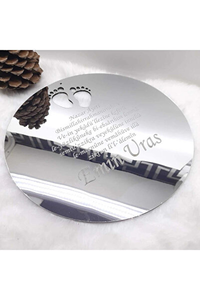 RetroLazer Pleksi Kapı Süsü Nazar Ayetli Nişan Düğün Kına Nikah Gümüş