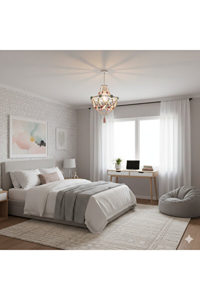 NGAHOME EL YAPIMI DEKORATİF BONCUK AVİZE