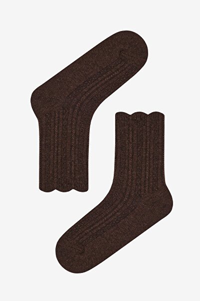 Penti Ruffle Jacquard Light Brown Socks