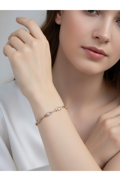 DlaraJewelry سوار نسائي من الفولاذ باللون الوردي |   سوار أنيق لا يسبب تسويد ...