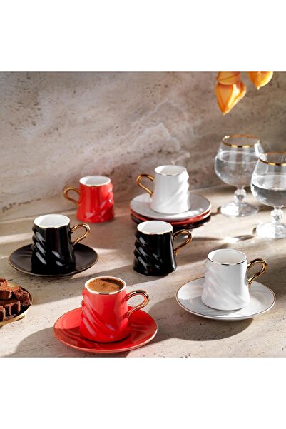 Schafer Vogue 6 Kişilik Kahve Fincan Seti 12 Parça-çok Renkli