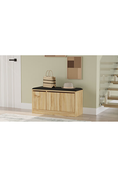 Yurupa Elna Puflu Ayakkabılık 3 Kapaklı Dolap 90cm Keçe ELN2-KE