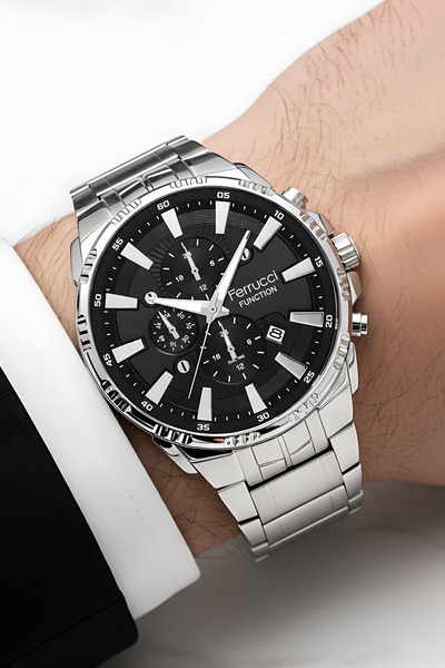 Ferrucci Function Erkek Kol Saati Çelik Kordon Yeni Sezon Bileklik Hediyeli 3atm Sdfer057