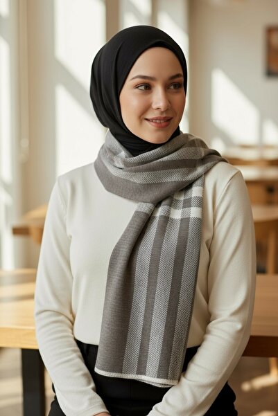 Onur Plaid Pattern Winter Neck Scarf Thick Quality Fabric Woven Gramaged Product Double Sided