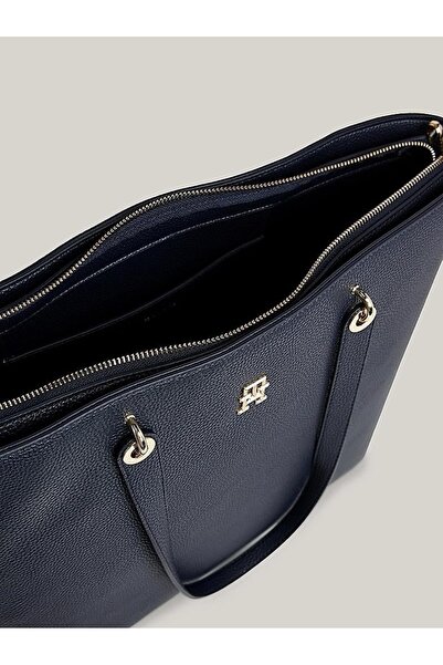 Tommy Hilfiger Kadın Logolu Deri Kart Bölmeli Günlük Kullanım Lacivert Omuz Çantası AW0AW15178-DW6
