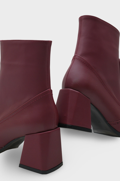 Capone Outfitters Küt Burunlu Yandan Fermuarlı Bordo Kadın Bot