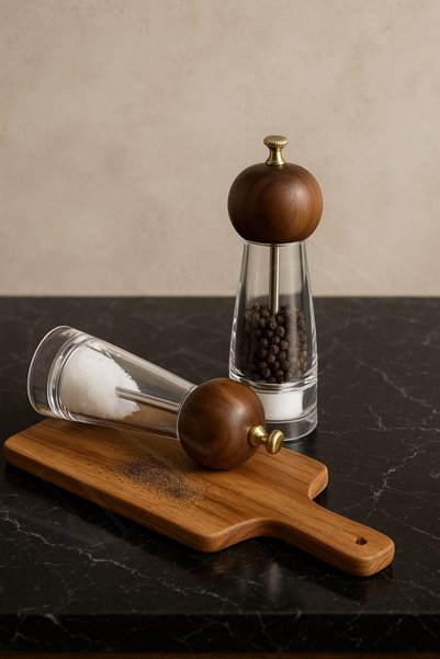 NEWNOW Acacia 2-Piece Spice Grinder 2 Large Pieces