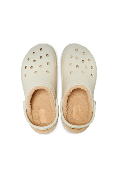 Crocs Γυναικείες - Παντόφλες Classic Platform Cut Lined Clog Cream