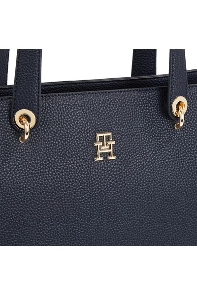 Tommy Hilfiger Kadın Logolu Deri Kart Bölmeli Günlük Kullanım Lacivert Omuz Çantası AW0AW15178-DW6