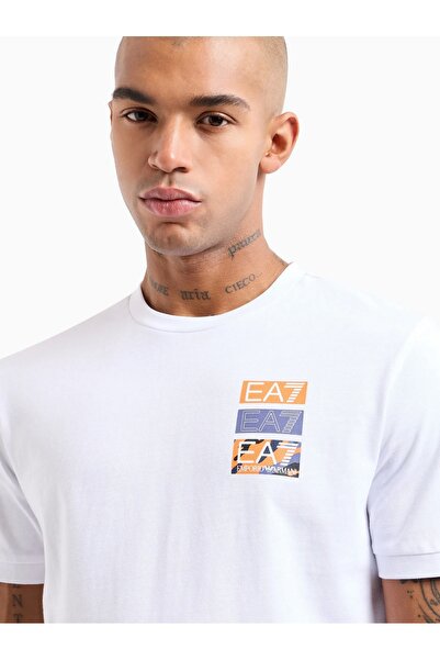 EA7 White Crew Neck Men's T-Shirt - 3DPT12PJ7BZ
