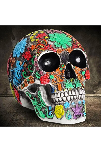 OEM Craniu Decorativ Floral – Ornament Colorat din Rasina pentru Interior, Stil Mexican, Ideal pentru