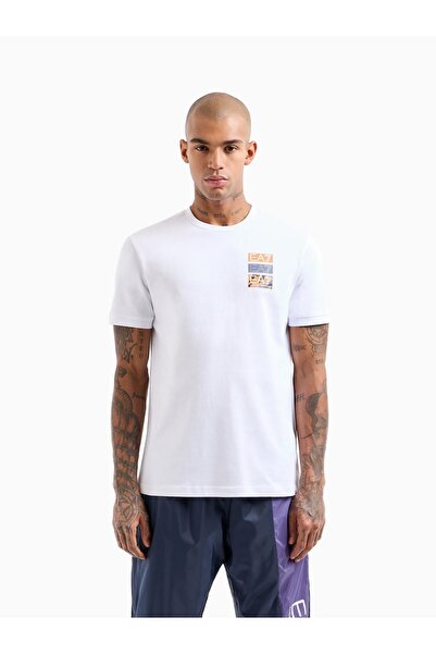 EA7 Ανδρικό T-Shirt White Crew Neck - 3DPT12PJ7BZ