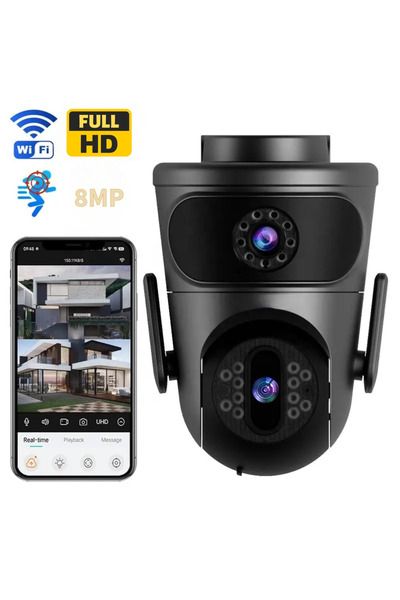 DeVeghe E20 Dual WiFi Surveillance Camera 8MP Full HD Outdoor/Indoor, 5x Zoom + 64GB