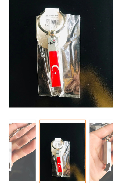 mykhediyevesanatatölyesi Breloc metalic cu emblemă selduzcă și steag turcesc ...