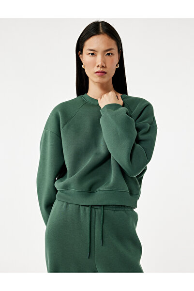 Koton Φούτερ με μακρύ μανίκι και λαιμόκοψη Regular Fit Three Thread επένδυση ...