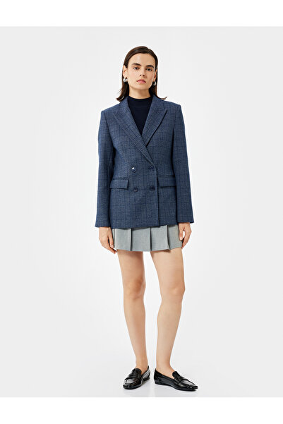 Koton Довгий рукав з кишенями, картатий блейзер-жакет