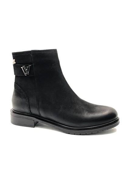 Venüs Γυναικείες μπότες με φερμουάρ από γνήσιο δέρμα 20745K - Μαύρο - 36