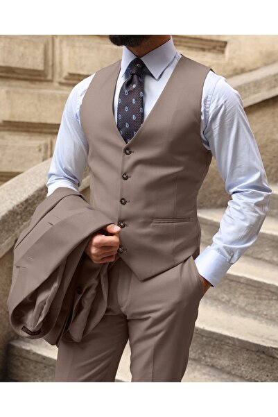 ilayda emir ÖZEL TASARIM BLAZER ERKEK TAKIM ELBİSE KAHVERENGİ