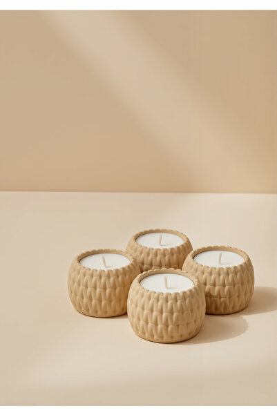 BEBUTO Dokulu 4’lü Beton Tealight Mumluk Seti