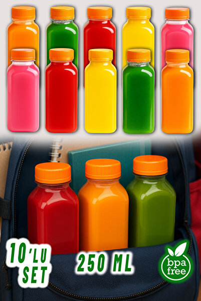Ezupack Köşeli Okul Piknik Meyve Suyu Smoothie Detoks Ginger Şeffaf Plastik Boş Pet İçecek Şişe Sızdırmaz