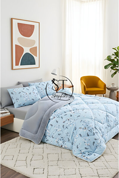 Shopyteks لحاف ويلسوفت مزدوج بنقشة الزهور ذو وجهين 195×215