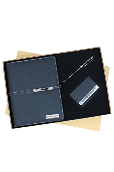 Kalemedair Kişiye Özel Elegance Organizerli Ajanda Roller Kalem ve Kartvizitl...