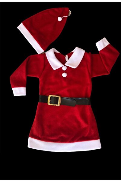 CECEYKİDS KIZ ÇOCUK NOEL ANNE KIYAFETİ KOSTÜM ŞAPKALI