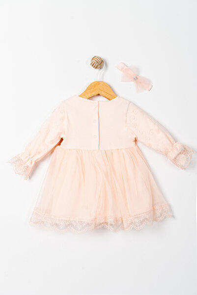 Miniday Baby Kız Bebek Mevlütlük Dantelli Elbise Bandanalı