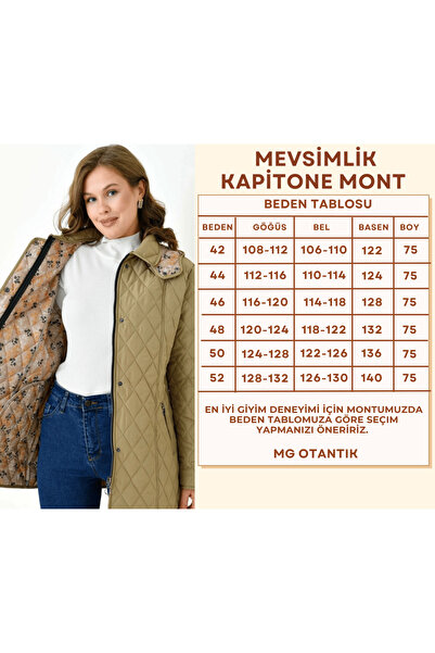 Butik Μεγάλο μέγεθος με κουκούλα και καπιτονέ παλτό με φερμουάρ