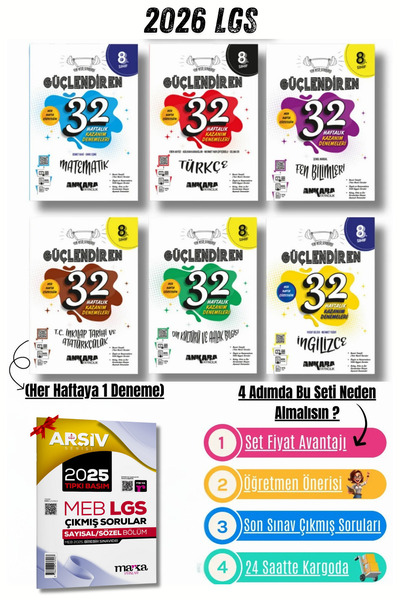 Ankara Yayıncılık 2026 8 Sınıf Lgs Güçlendiren 32 Hafta 6 Branş Deneme Ve Son...