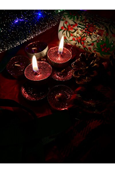 inrobert 10’lu Simli Kırmızı Tealight Mum Seti – Dekoratif ve Şık Işıltılı Mu...