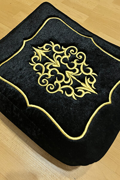 AYHANHOME Весільний комплект з оксамиту з золотим вишиванням, чорний, 35x30 см, для заручин, нареченої та нареченого